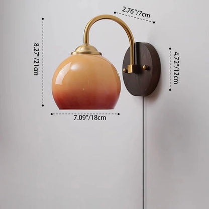 Wall Lamp Ash Wood 8.3 in x 7.1 in Caramel Beige Living Room Bedroom LED E26 Fixture | Thomler 4