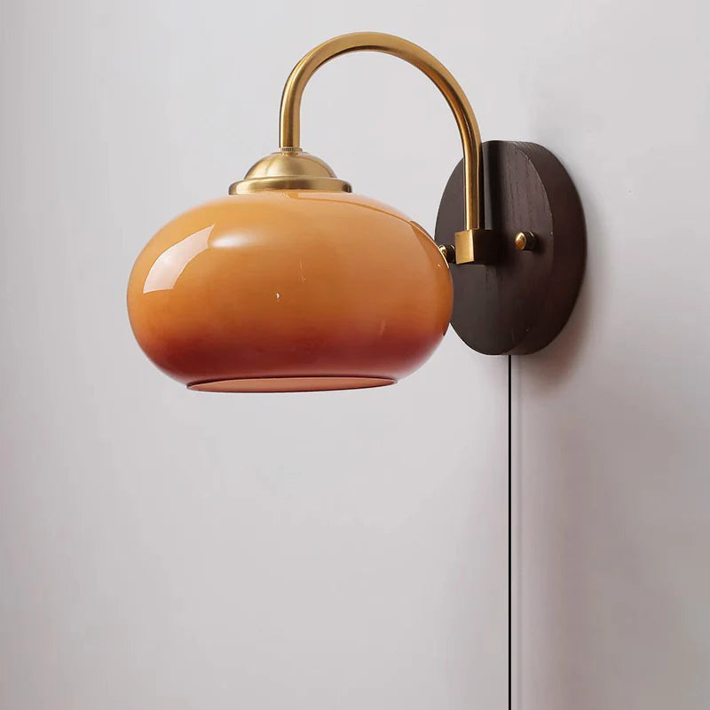 Wall Lamp Ash Wood 8.3 in x 7.1 in Caramel Beige Living Room Bedroom LED E26 Fixture | Thomler 9