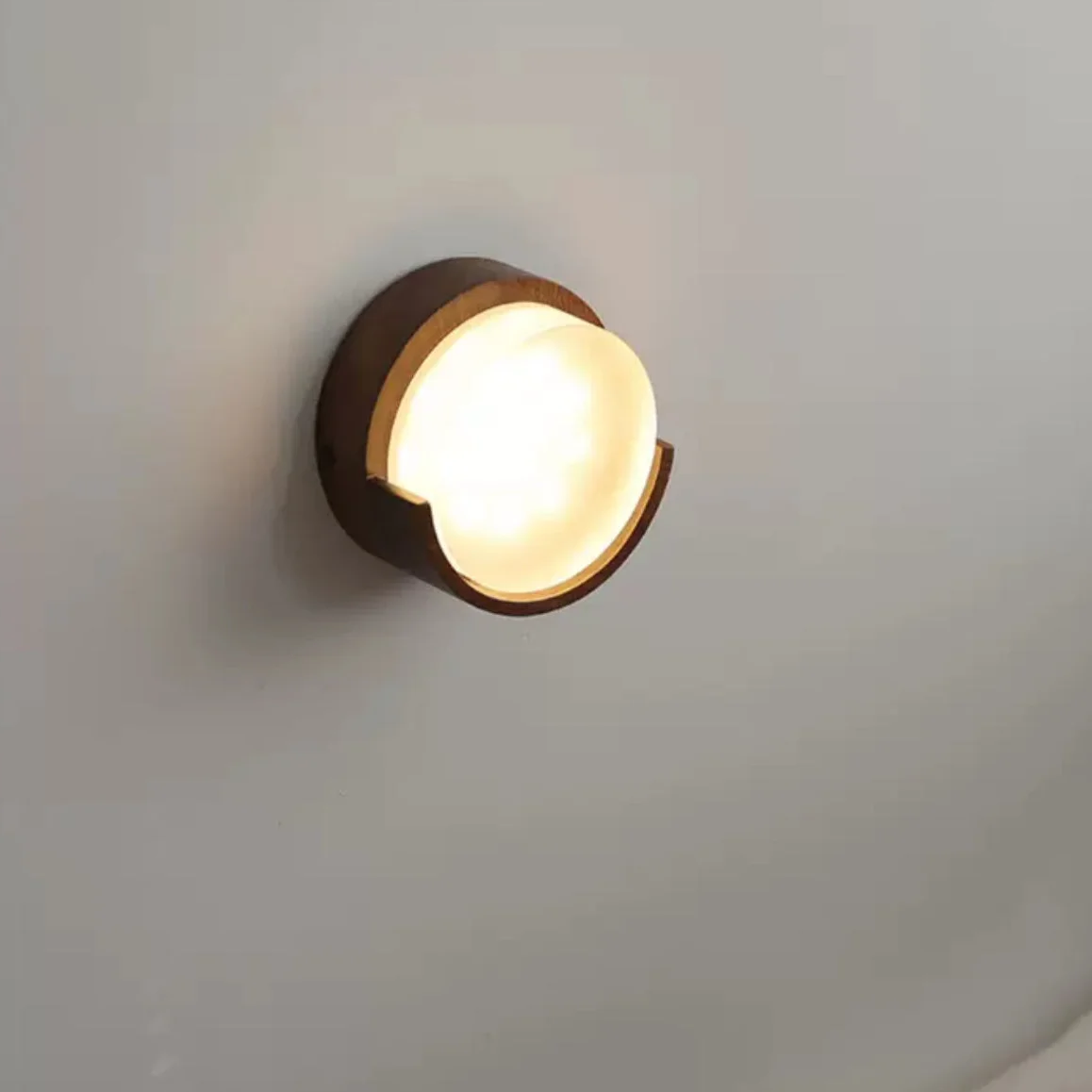 Wall Lamp Wood Metal 5.9 in Warm White Indoor Hallway Living Room Minimalist Japandi Accent Lighting Fixture | Thomler 0