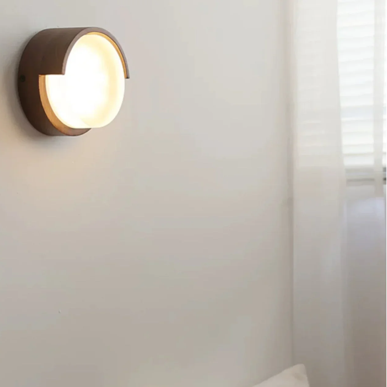 Wall Lamp Wood Metal 5.9 in Warm White Indoor Hallway Living Room Minimalist Japandi Accent Lighting Fixture | Thomler 2