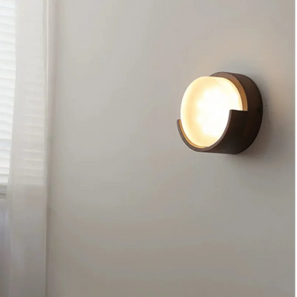 Wall Lamp Wood Metal 5.9 in Warm White Indoor Hallway Living Room Minimalist Japandi Accent Lighting Fixture | Thomler 5