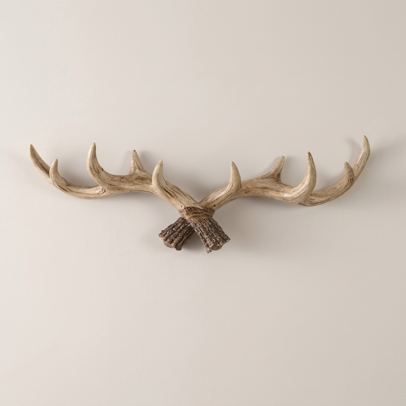 Wall Mounted Coat Rack Resin Antler Design Multi Hook Entryway Storage 1
