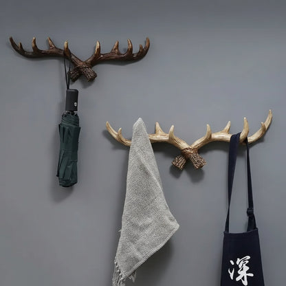 Wall Mounted Coat Rack Resin Antler Design Multi Hook Entryway Storage 2