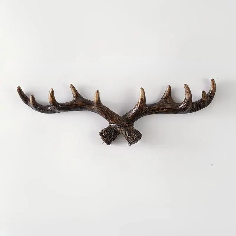 Wall Mounted Coat Rack Resin Antler Design Multi Hook Entryway Storage 4