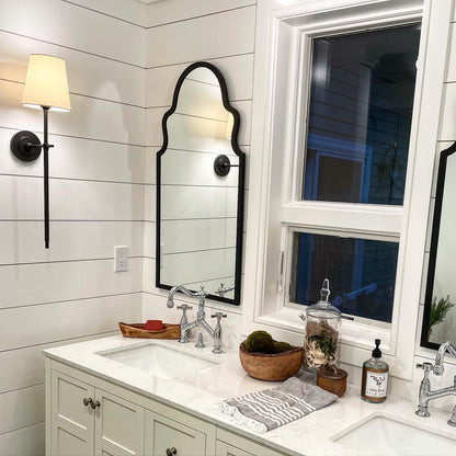 Wall Sconce Brass Fabric Tapered Shade | Wall Lighting