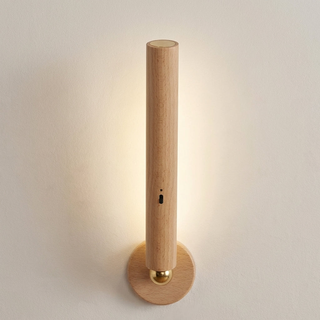 Wall Sconce Light 9W LED 1200 Lumens Wood Metal Chrome Finish