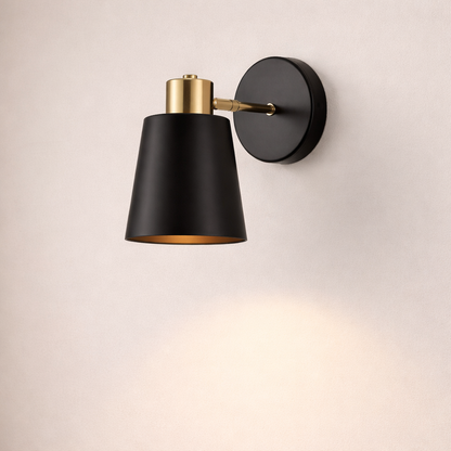 Wall Sconce Light Brushed Black and Gold Metal Modern Style Indoor Lighting 0