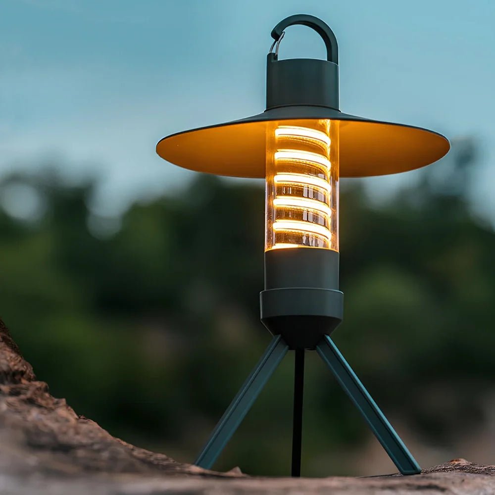 RoyaleGlow Outdoor Portable Light With Adjustable Tripod Customizable Lampshades
