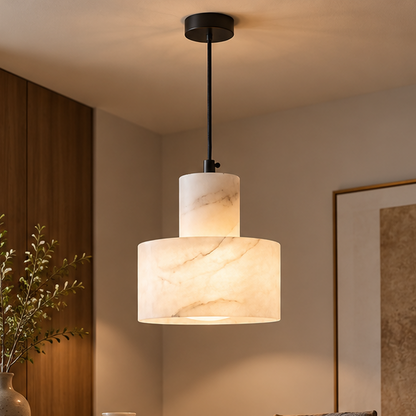 LuxRoyale Alabaster Stone Pendant Light - Adjustable Hanging Lamp