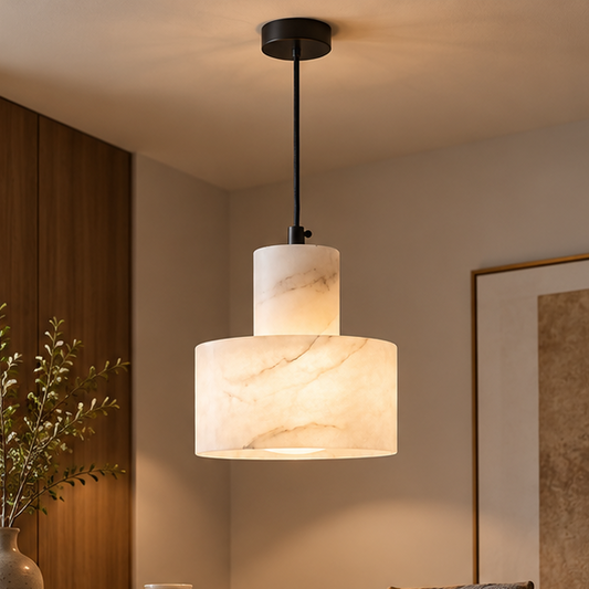 LuxRoyale Alabaster Stone Pendant Light - Adjustable Hanging Lamp