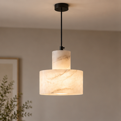 LuxRoyale Alabaster Stone Pendant Light - Adjustable Hanging Lamp