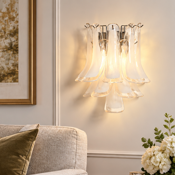 LuxRoyale Murano Glass Petal Wall Sconce