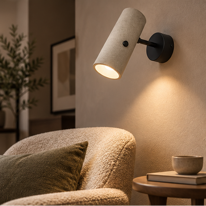 Royelux Minimalist Cement LED Wall Spotlight with Swivel Joint