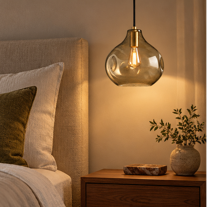 RoyaleGlow Modern Organic Glass Pendant Light Fixture with Brushed Brass