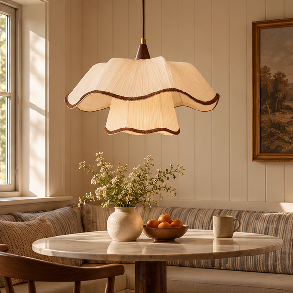 Royelux Scandinavian Pleated Fabric Pendant Light - Tiered Hanging Lamp