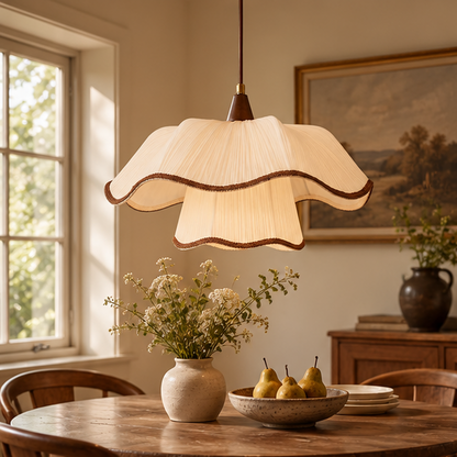 Royelux Scandinavian Pleated Fabric Pendant Light - Tiered Hanging Lamp