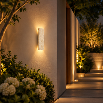 RoyaleGlow Modern Outdoor LED Wall Sconce - Natural Stone Light Fixture with IP65