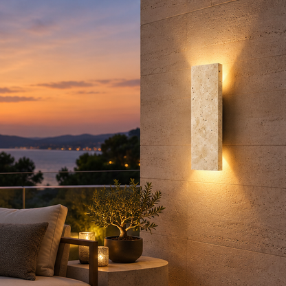 RoyaleGlow Modern Outdoor LED Wall Sconce - Natural Stone Light Fixture with IP65