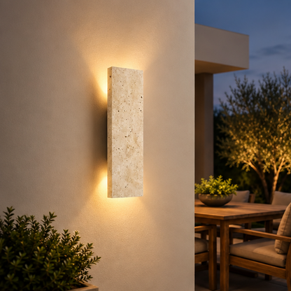RoyaleGlow Modern Outdoor LED Wall Sconce - Natural Stone Light Fixture with IP65