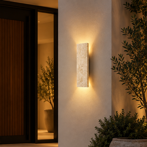 RoyaleGlow Modern Outdoor LED Wall Sconce - Natural Stone Light Fixture with IP65