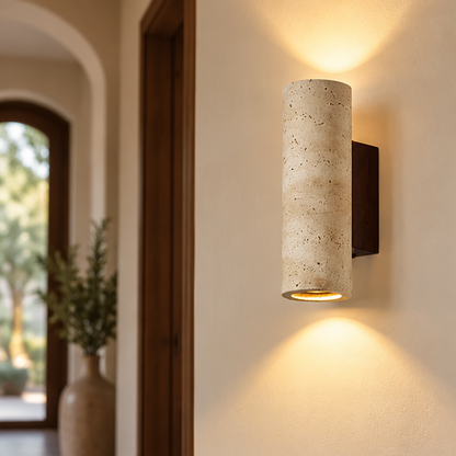 RoyaleGlow Travertine Stone LED Wall Sconce - Minimalist Up And Down Light