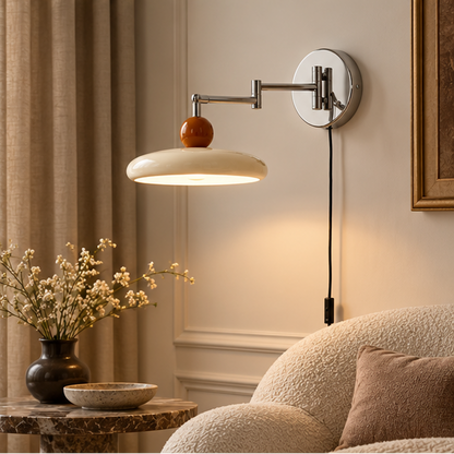 LuxRoyale Adjustable Plug-In Wall Sconce - Modern Metal Arm Light Fixture
