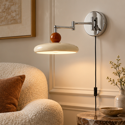LuxRoyale Adjustable Plug-In Wall Sconce - Modern Metal Arm Light Fixture