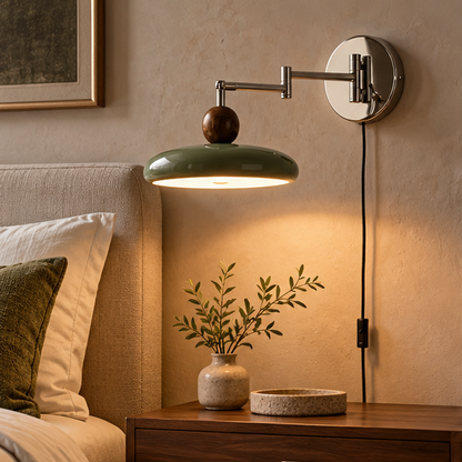 LuxRoyale Adjustable Plug-In Wall Sconce - Modern Metal Arm Light Fixture