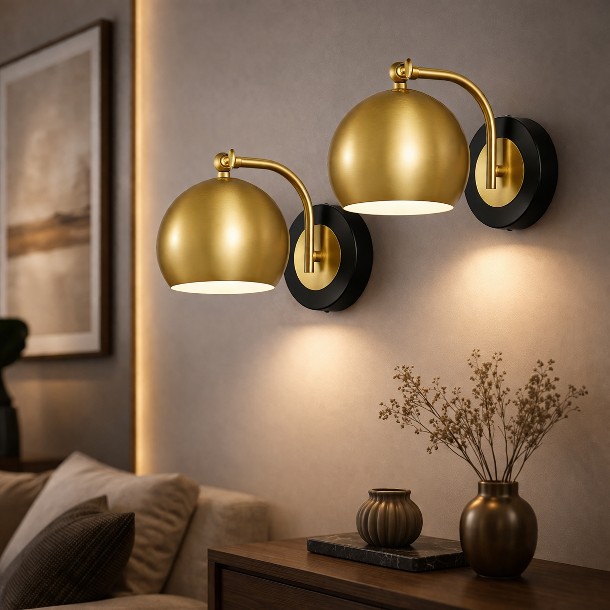 LuxRoyale Luxury Gold Finish Rechargeable Wall Light with Bulb