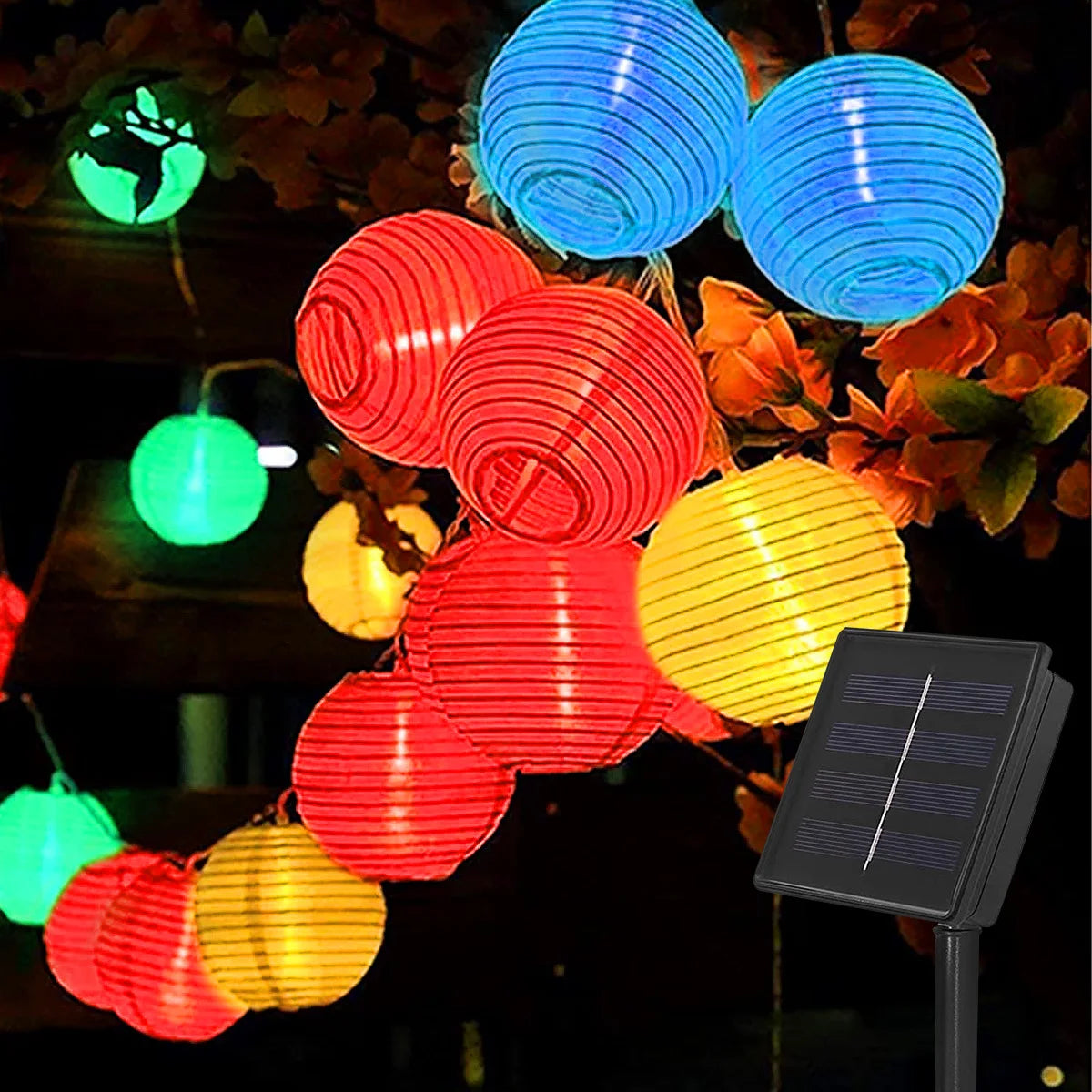 Waterproof Lantern Solar String Fairy Lights - 6.5M 30 LED Outdoor Christmas Lights for Garden & Patio Decor - RGB