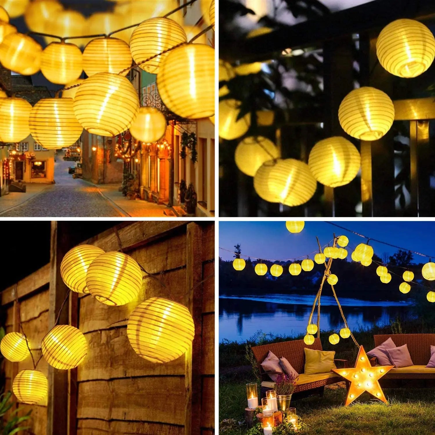 Waterproof Lantern Solar String Fairy Lights - 6.5M 30 LED Outdoor Christmas Lights for Garden & Patio Decor - RGB