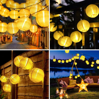 Waterproof Lantern Solar String Fairy Lights - 6.5M 30 LED Outdoor Christmas Lights for Garden & Patio Decor - RGB