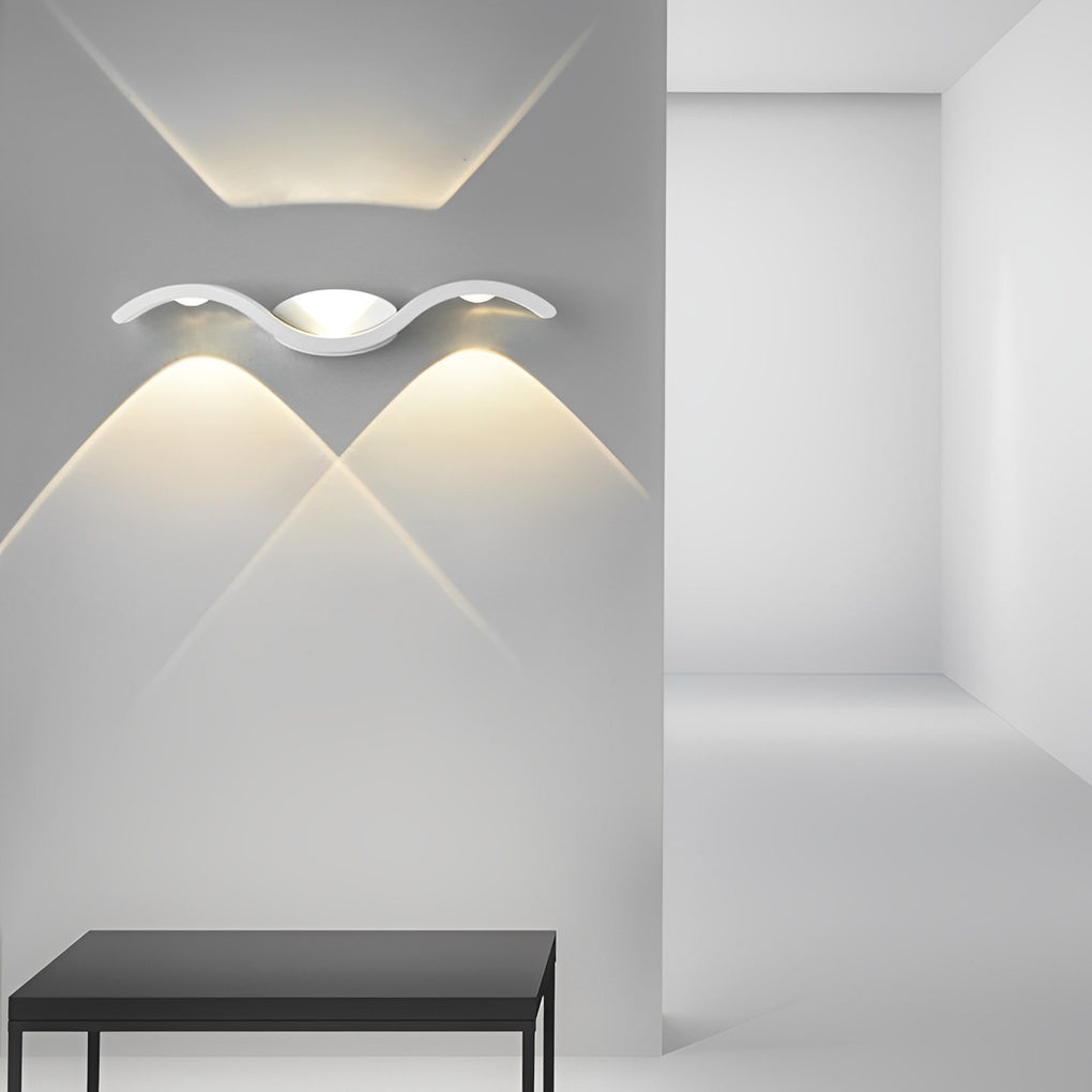 LuxRoyale Wave Outdoor Up Down LED Wall Light, Modern IP65 Waterproof Sconce