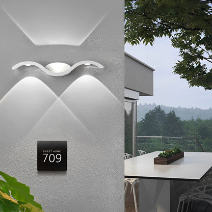 LuxRoyale Wave Outdoor Up Down LED Wall Light, Modern IP65 Waterproof Sconce
