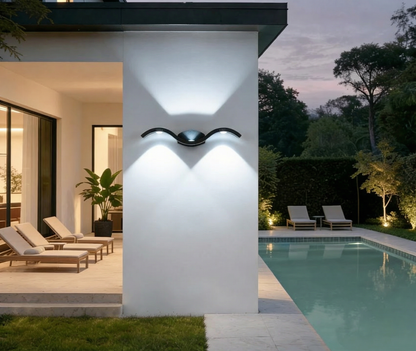 LuxRoyale Wave Outdoor Up Down LED Wall Light, Modern IP65 Waterproof Sconce
