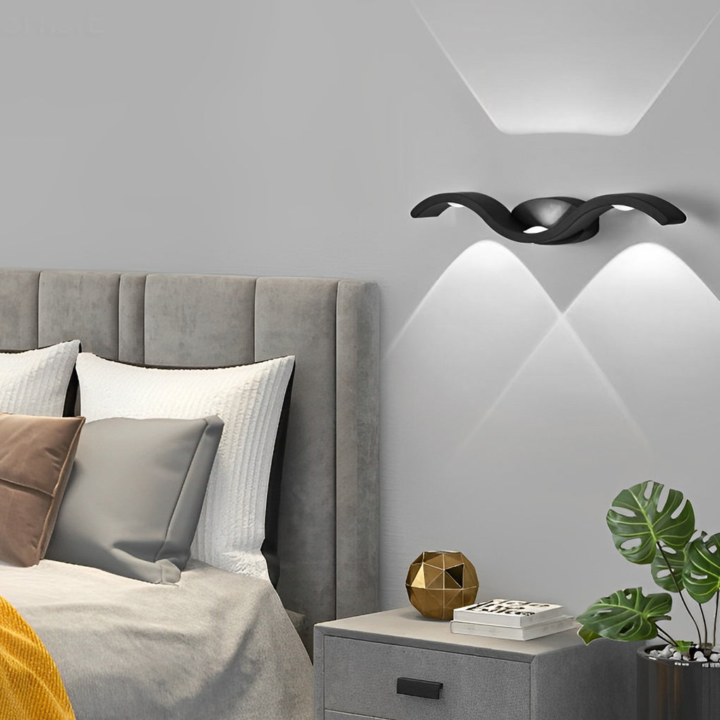 LuxRoyale Wave Outdoor Up Down LED Wall Light, Modern IP65 Waterproof Sconce
