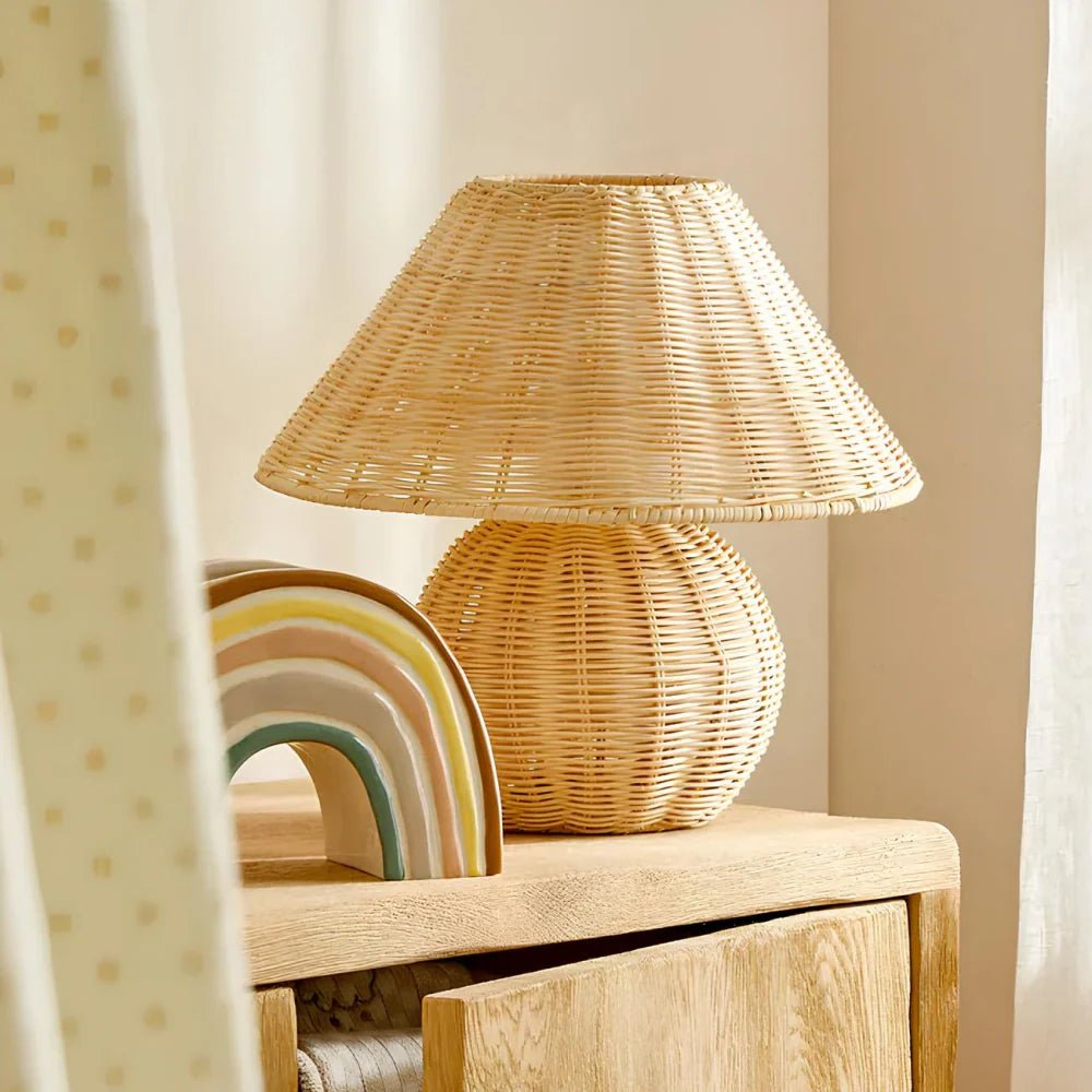 LuxRoyale Eco Friendly Bamboo Table Lamp Hand Made Minimalist Soft Glow