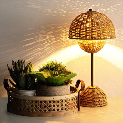 LuxRoyale Eco Friendly Bamboo Table Lamp Hand Made Minimalist Soft Glow