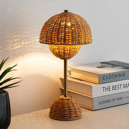 LuxRoyale Eco Friendly Bamboo Table Lamp Hand Made Minimalist Soft Glow