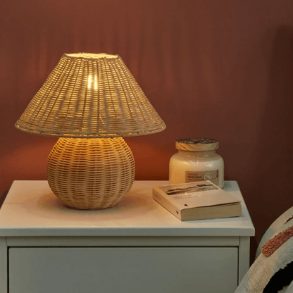 LuxRoyale Eco Friendly Bamboo Table Lamp Hand Made Minimalist Soft Glow