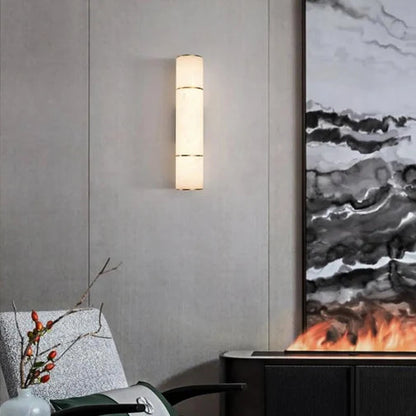LuxRoyale Natural Marble Copper Alabaster LED Wall Lights, Northern European Luxury Light