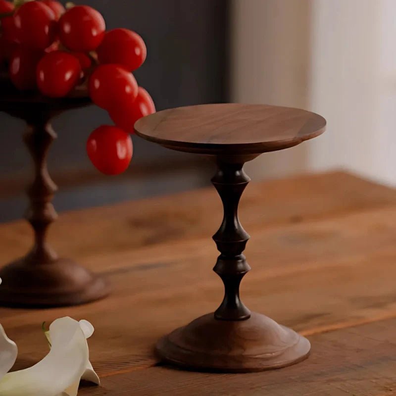 LuxRoyale Hand Carved Porcelain Dome Candle Holder With Walnut Base