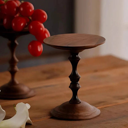 LuxRoyale Hand Carved Porcelain Dome Candle Holder With Walnut Base