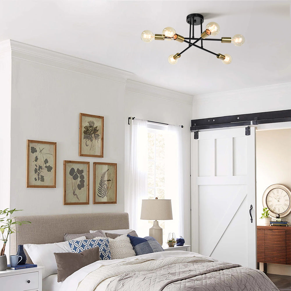 Whispora 6-Light Dimmable Sputnik Modern Semi Flush Mount (24") 1