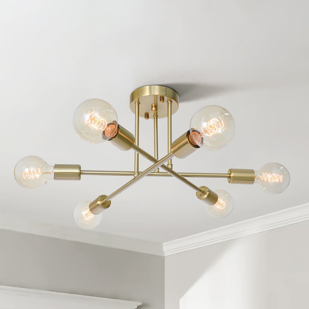 Whispora 6-Light Dimmable Sputnik Modern Semi Flush Mount (24") 5