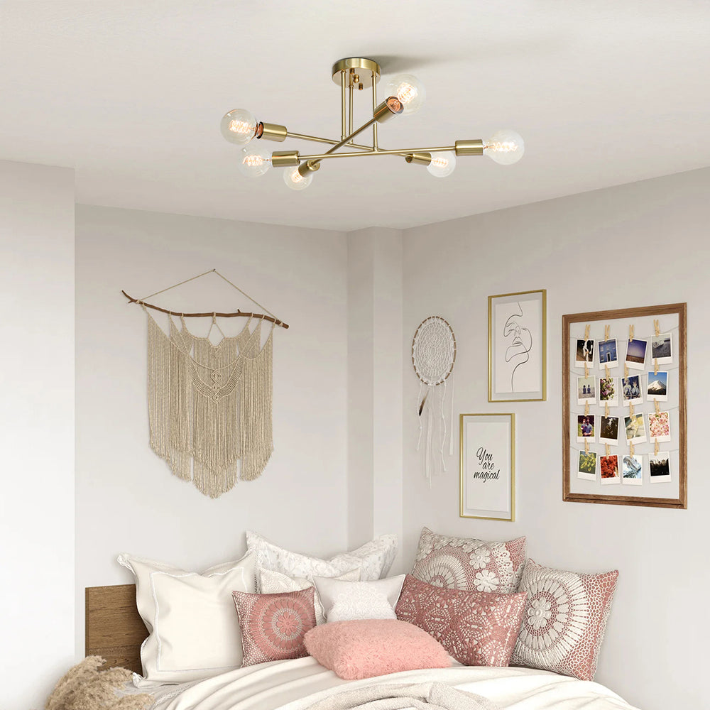 Whispora 6-Light Dimmable Sputnik Modern Semi Flush Mount (24") 6