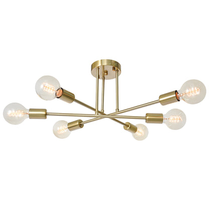 Whispora 6-Light Dimmable Sputnik Modern Semi Flush Mount (24") 8