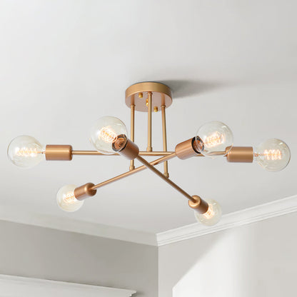 Whispora 6-Light Dimmable Sputnik Modern Semi Flush Mount (24") 9