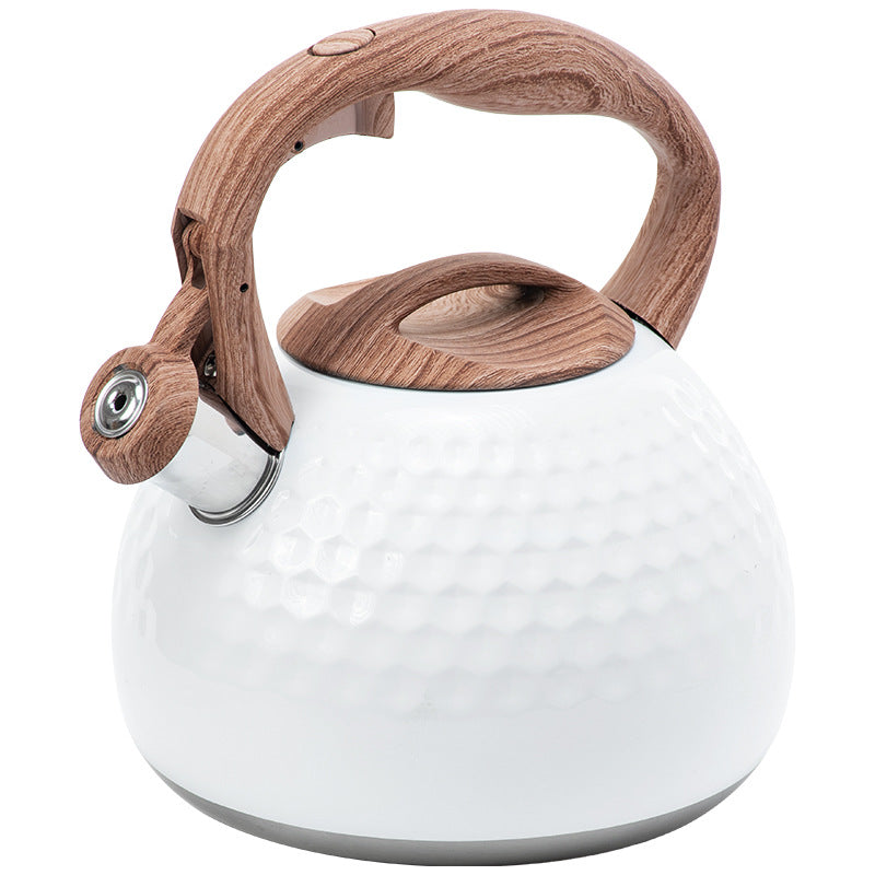 Whistling Tea Kettle 2.8 L Stainless Steel Stovetop Kettle with Wood Grain Handle 0