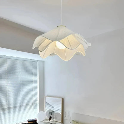 White Fabric Flower LED Pendant Light 1